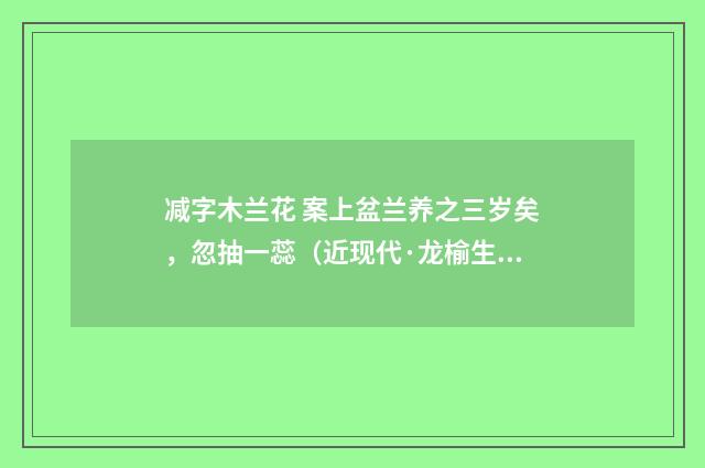 减字木兰花 案上盆兰养之三岁矣，忽抽一蕊（近现代·龙榆生）释义及解释