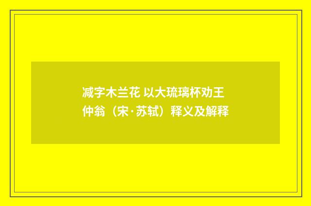 减字木兰花 以大琉璃杯劝王仲翁（宋·苏轼）释义及解释