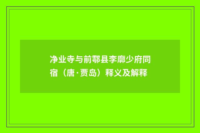 净业寺与前鄠县李廓少府同宿（唐·贾岛）释义及解释