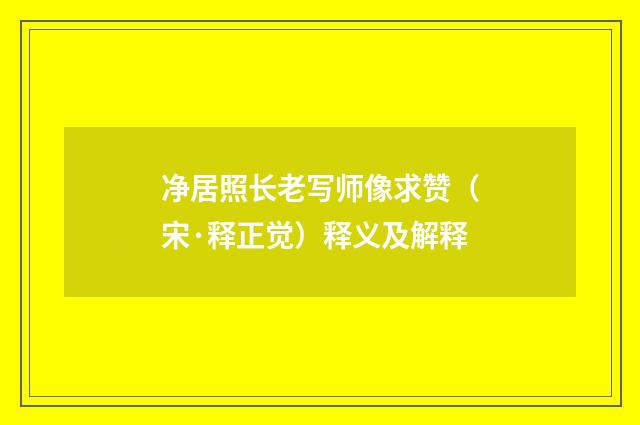 净居照长老写师像求赞（宋·释正觉）释义及解释