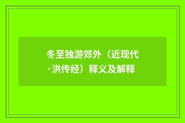 冬至独游郊外（近现代·洪传经）释义及解释
