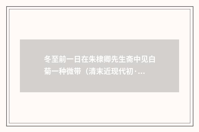 冬至前一日在朱棣卿先生斋中见白菊一种微带（清末近现代初·陈曾寿）释义及解释