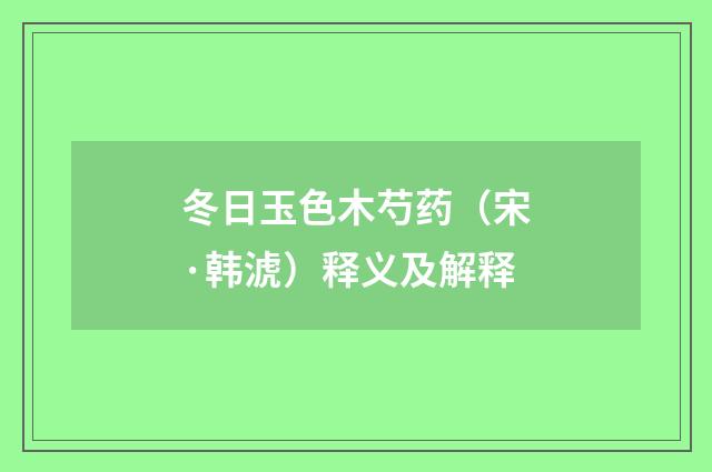 冬日玉色木芍药（宋·韩淲）释义及解释