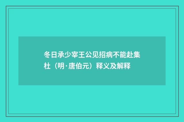 冬日承少宰王公见招病不能赴集杜（明·唐伯元）释义及解释