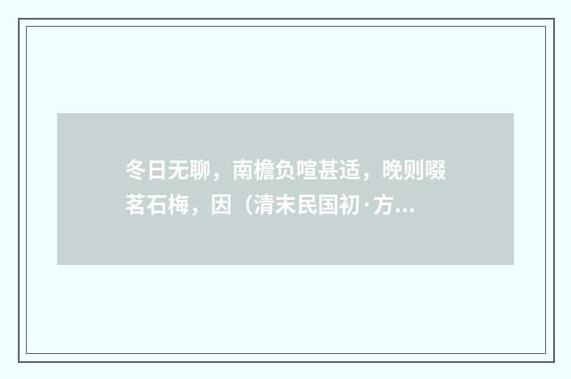 冬日无聊，南檐负喧甚适，晚则啜茗石梅，因（清末民国初·方仁渊）释义及解释
