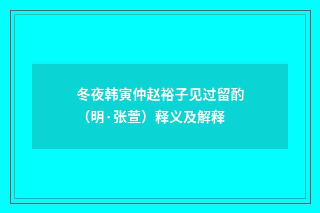 冬夜韩寅仲赵裕子见过留酌（明·张萱）释义及解释