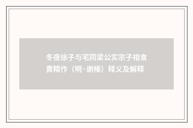 冬夜徐子与宅同梁公实宗子相食黄精作（明·谢榛）释义及解释
