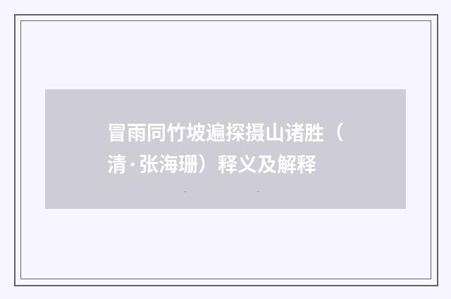 冒雨同竹坡遍探摄山诸胜（清·张海珊）释义及解释