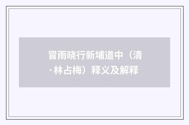 冒雨晓行新埔道中（清·林占梅）释义及解释