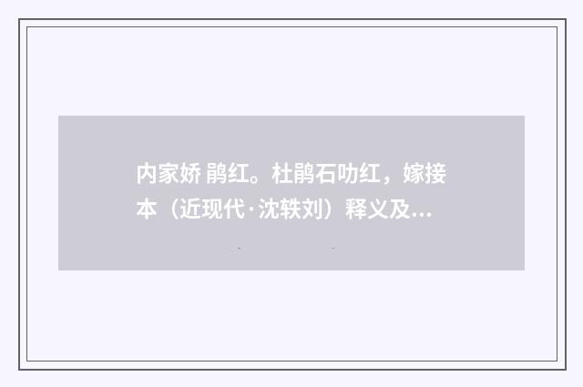 内家娇 鹃红。杜鹃石叻红，嫁接本（近现代·沈轶刘）释义及解释