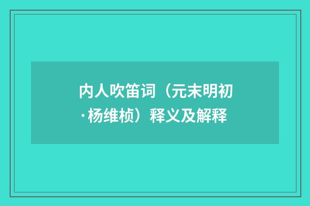内人吹笛词（元末明初·杨维桢）释义及解释