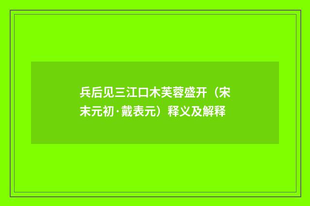 兵后见三江口木芙蓉盛开（宋末元初·戴表元）释义及解释