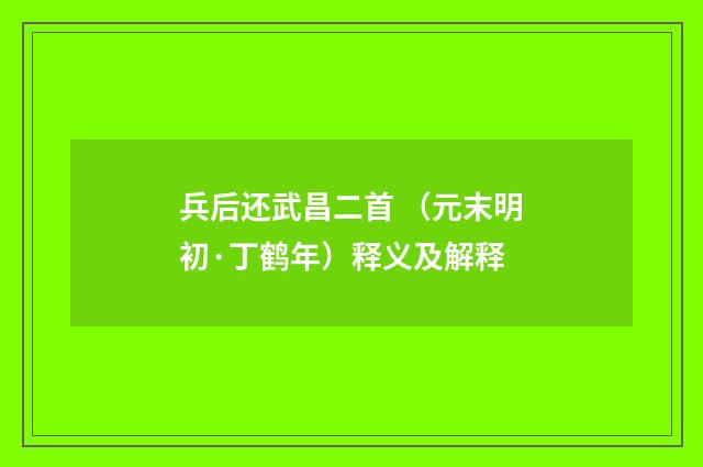 兵后还武昌二首 （元末明初·丁鹤年）释义及解释