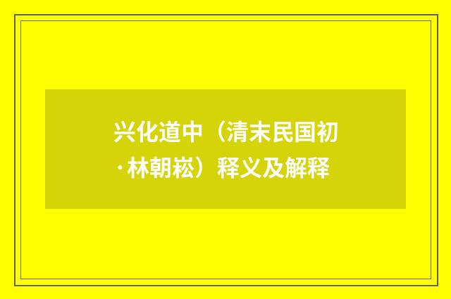 兴化道中（清末民国初·林朝崧）释义及解释