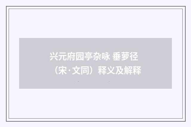 兴元府园亭杂咏 垂萝径（宋·文同）释义及解释
