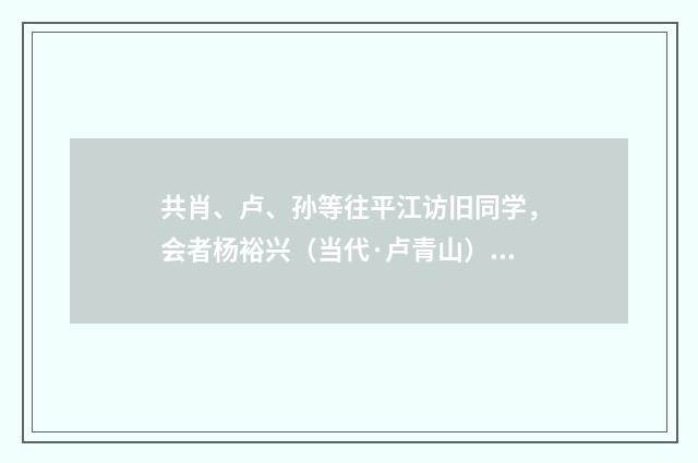 共肖、卢、孙等往平江访旧同学，会者杨裕兴（当代·卢青山）释义及解释