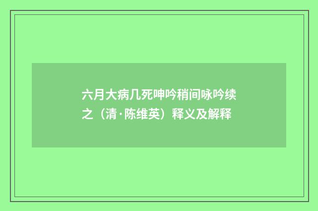 六月大病几死呻吟稍间咏吟续之（清·陈维英）释义及解释