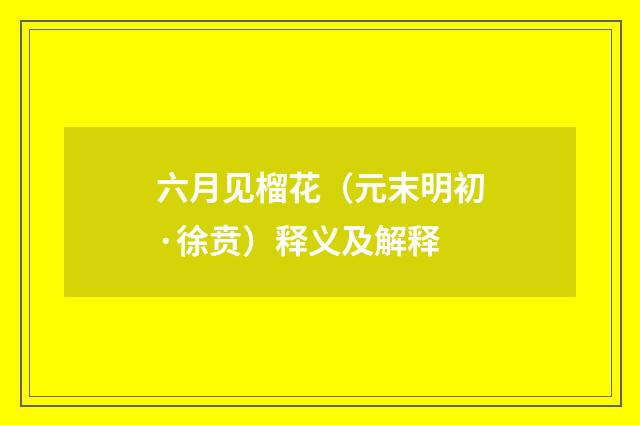 六月见榴花（元末明初·徐贲）释义及解释