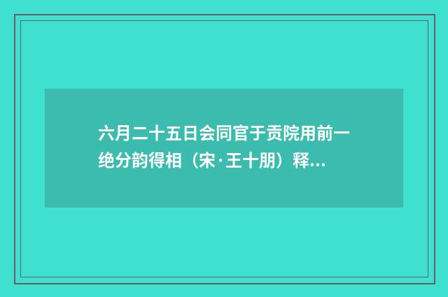 六月二十五日会同官于贡院用前一绝分韵得相（宋·王十朋）释义及解释