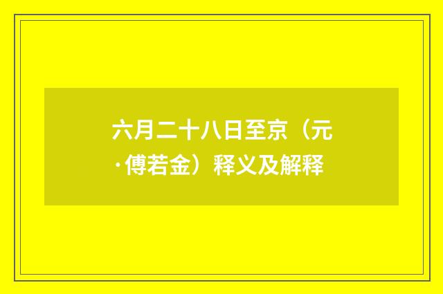 六月二十八日至京（元·傅若金）释义及解释