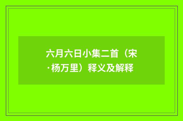 六月六日小集二首（宋·杨万里）释义及解释