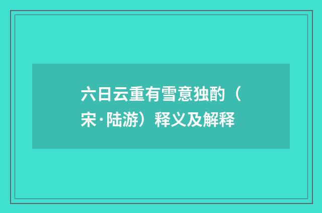 六日云重有雪意独酌（宋·陆游）释义及解释