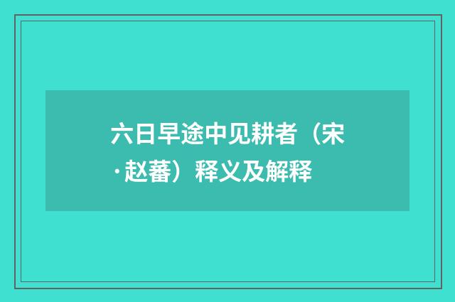 六日早途中见耕者（宋·赵蕃）释义及解释