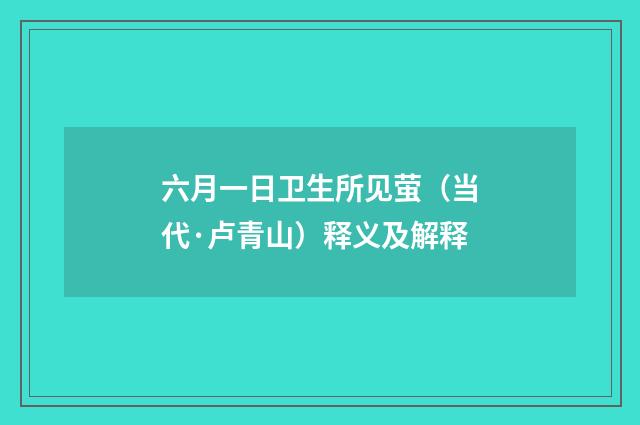 六月一日卫生所见萤（当代·卢青山）释义及解释