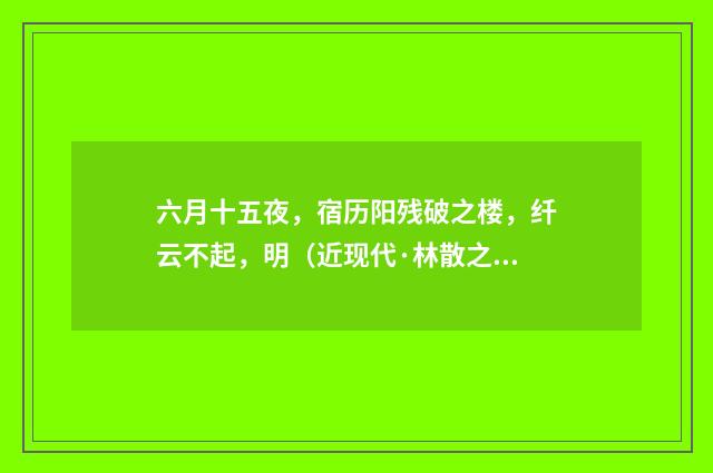 六月十五夜，宿历阳残破之楼，纤云不起，明（近现代·林散之）释义及解释