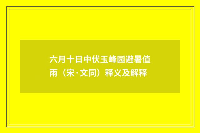 六月十日中伏玉峰园避暑值雨（宋·文同）释义及解释