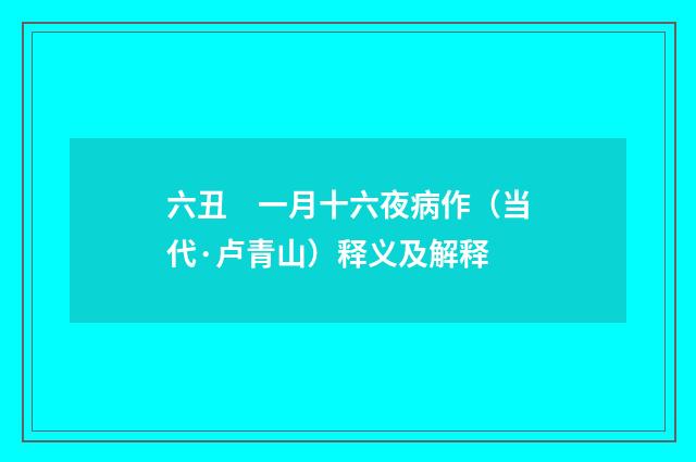 六丑　一月十六夜病作（当代·卢青山）释义及解释