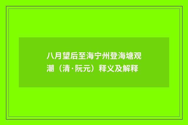 八月望后至海宁州登海塘观潮（清·阮元）释义及解释