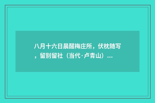 八月十六日晨醒梅庄所，伏枕随写，留别留社（当代·卢青山）释义及解释