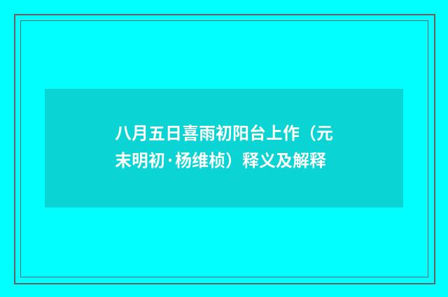 八月五日喜雨初阳台上作（元末明初·杨维桢）释义及解释