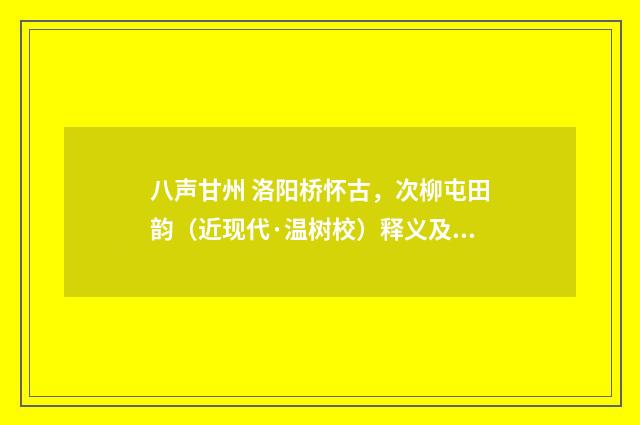 八声甘州 洛阳桥怀古，次柳屯田韵（近现代·温树校）释义及解释