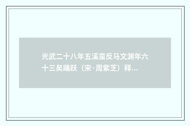 光武二十八年五溪蛮反马文渊年六十三矣踊跃（宋·周紫芝）释义及解释