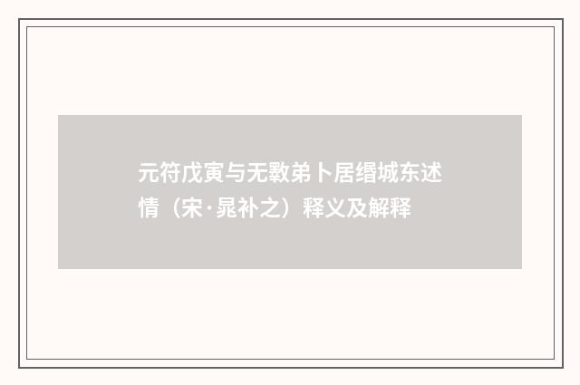 元符戊寅与无斁弟卜居缗城东述情（宋·晁补之）释义及解释