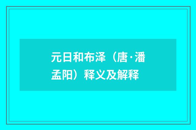 元日和布泽（唐·潘孟阳）释义及解释