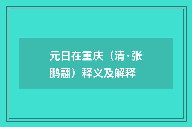 元日在重庆（清·张鹏翮）释义及解释