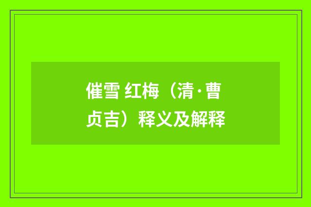 催雪 红梅（清·曹贞吉）释义及解释