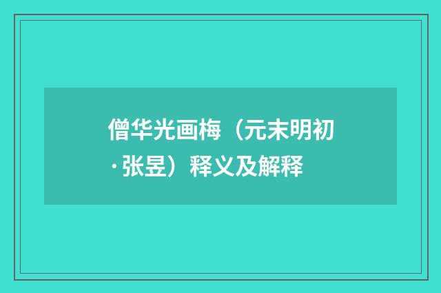 僧华光画梅（元末明初·张昱）释义及解释