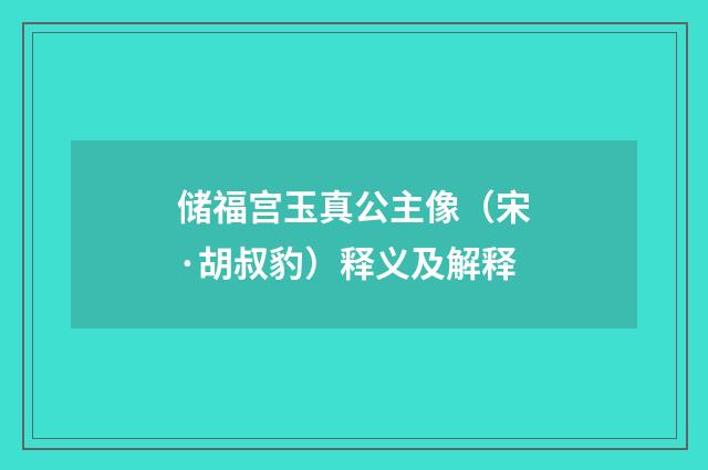 储福宫玉真公主像（宋·胡叔豹）释义及解释
