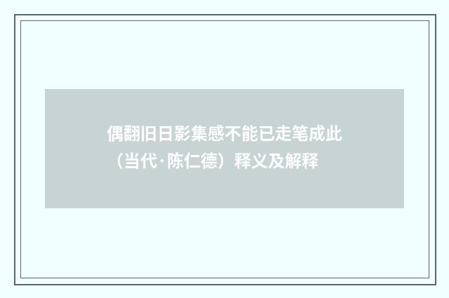 偶翻旧日影集感不能已走笔成此（当代·陈仁德）释义及解释