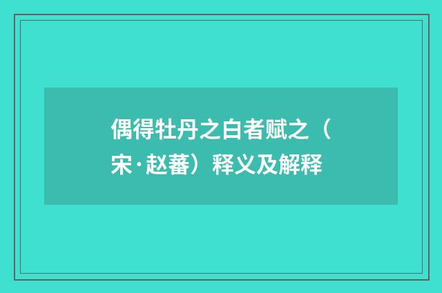 偶得牡丹之白者赋之（宋·赵蕃）释义及解释