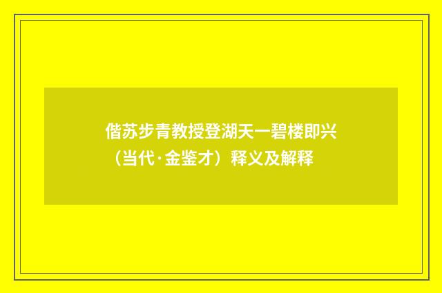 偕苏步青教授登湖天一碧楼即兴（当代·金鉴才）释义及解释