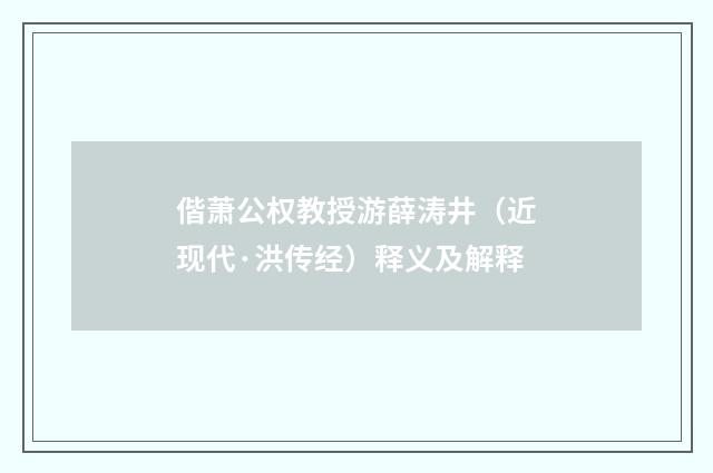 偕萧公权教授游薛涛井（近现代·洪传经）释义及解释