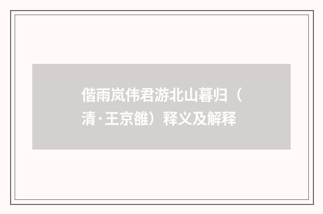 偕雨岚伟君游北山暮归（清·王京雒）释义及解释
