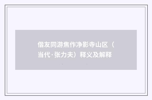 偕友同游焦作净影寺山区（当代·张力夫）释义及解释