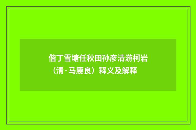 偕丁雪塘任秋田孙彦清游柯岩（清·马赓良）释义及解释