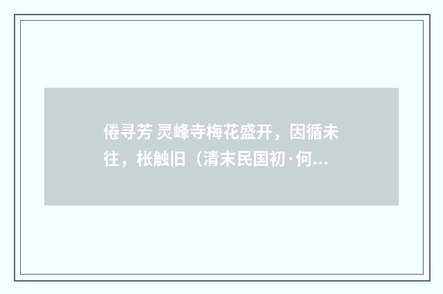 倦寻芳 灵峰寺梅花盛开，因循未往，枨触旧（清末民国初·何振岱）释义及解释
